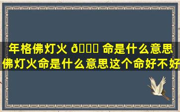 年格佛灯火 🐟 命是什么意思（佛灯火命是什么意思这个命好不好）